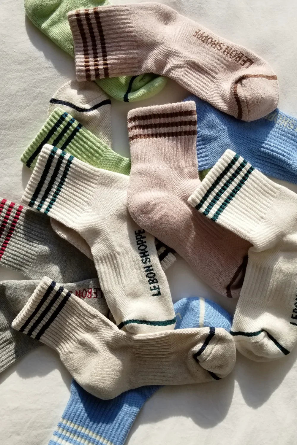 Girlfriend Socks - Egret Stripe