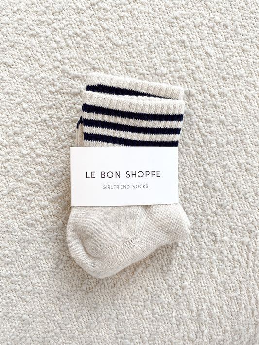 Girlfriend Socks - Oatmeal Stripe