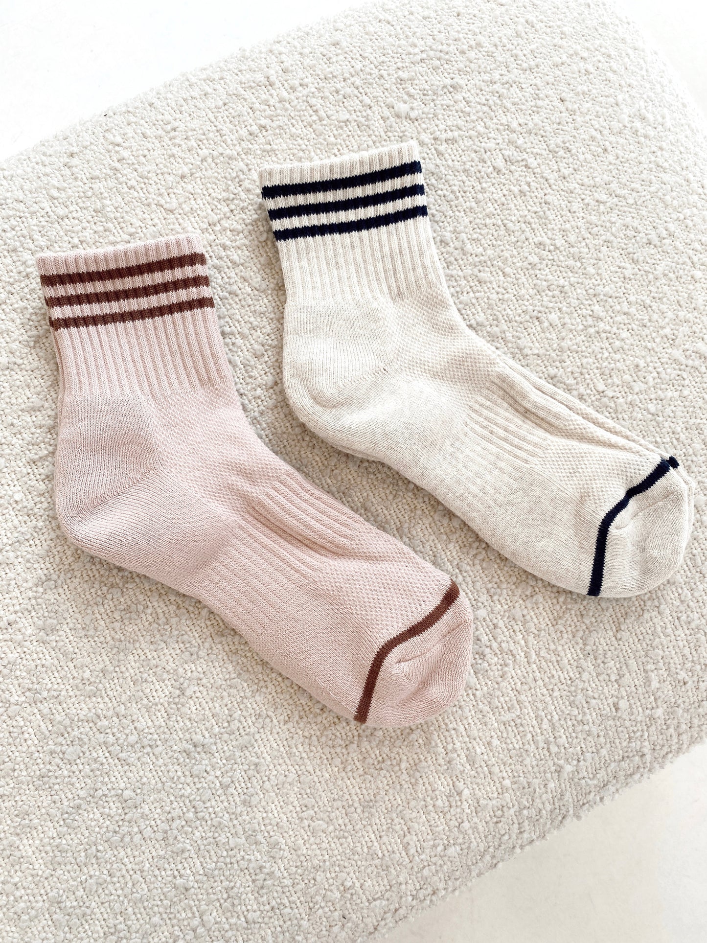 Girlfriend Socks - Oatmeal Stripe