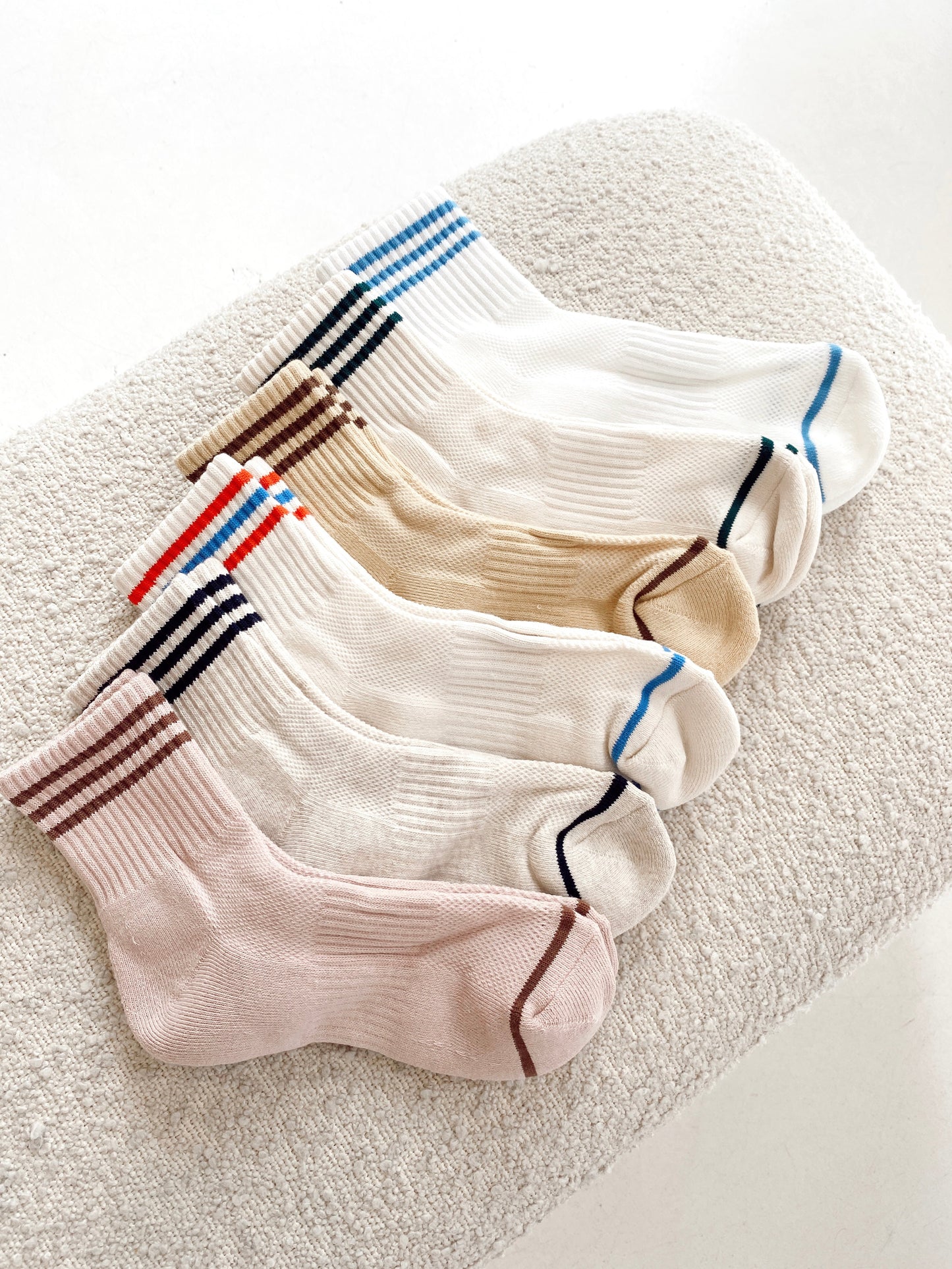 Girlfriend Socks - Egret Stripe