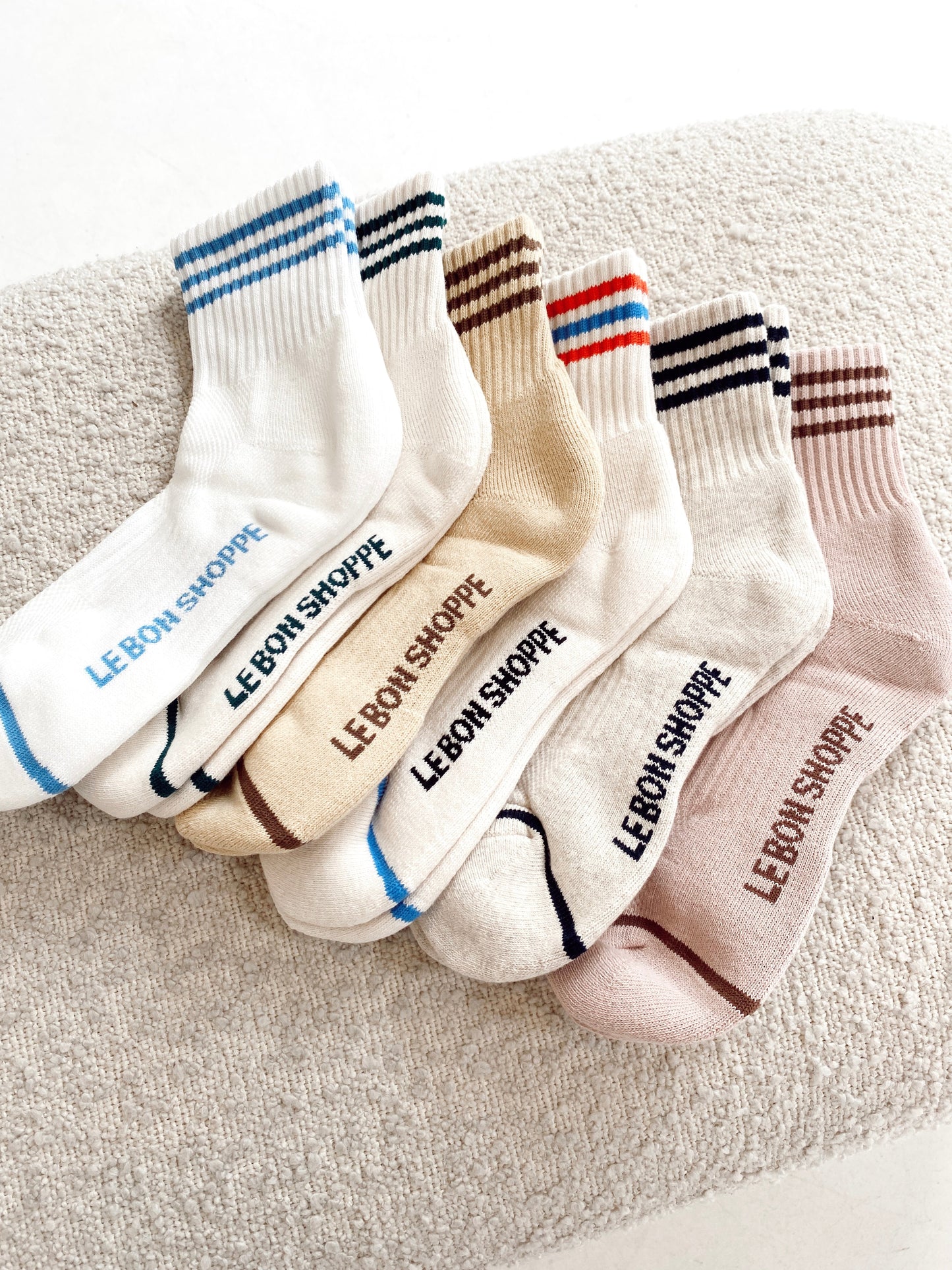 Girlfriend Socks - Egret Stripe